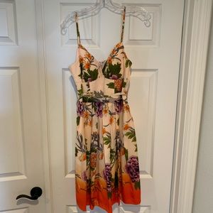 Strappy Muse belted short dress.Peach multi size 8